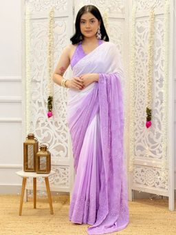 The Chikan Label - Rashi Viscose Chikankari Saree with Unstitched Blouse