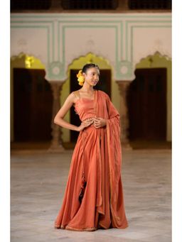 Taraasi - SAANJH' Rust Mulmul Cotton Dupatta