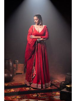 Taraasi - Red Mulmul Cotton Crinkled Dupatta