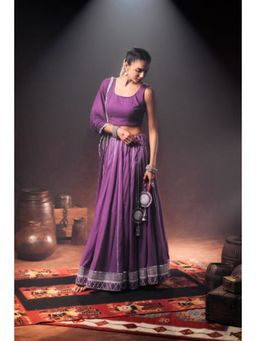 Taraasi - Purple Mulmul Cotton Crinkled Dupatta