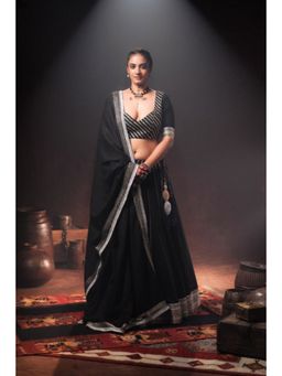 Taraasi - QURBAT' Black Mulmul Cotton Dupatta