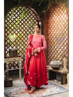 Taraasi - Maroon Mulmul Cotton Dupatta