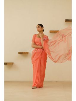 KAVANA - Women Bani Organza Linen Saree with Unstitched Blouse