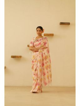 KAVANA - Women Yellow Amoli Linen Saree with Unstitched Blouse