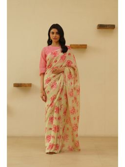 KAVANA - Mridula Linen Saree with Unstitched Blouse
