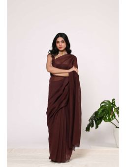 KAVANA - Women Brown Avni Chanderi Saree with Unstitched Blouse