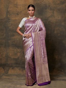 VISHWA - Purple Banarasi Jaal Saree with Unstitched Blouse
