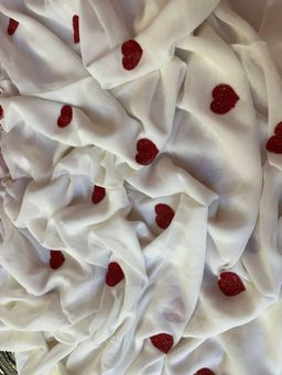 Ensembles - White Heart Saree with Unstitched Blouse