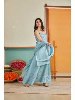KAVANA - Women Embroidered Blue Mahnoor Dupatta
