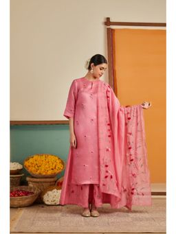 KAVANA - Women Embroidered Pink Gulista Dupatta