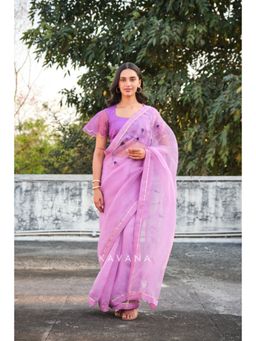 KAVANA - Jamun Lavender Bell Embroidered Sleeves Saree