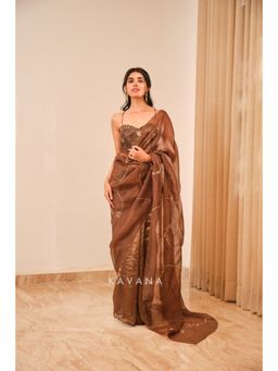 KAVANA - Women Brown Chikoo Saree