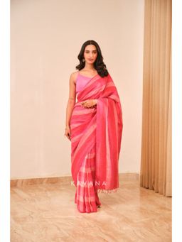 KAVANA - Women Striped Pink Rosewood Saree