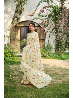 KAVANA - Women Floral Off-white Sargam Saree