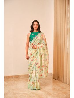 KAVANA - Women Floral Cream Sunspot Saree