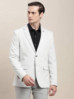 Turtle - Men Regular Fit Solid Knitted Grey Melange Casual Blazer