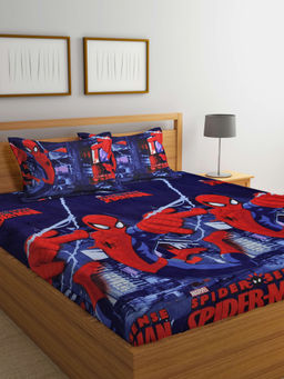FABINALIV - Multi-Color Cartoon Print 210 TC Cotton Blend Bedsheet with 2 Pillow Covers (King)