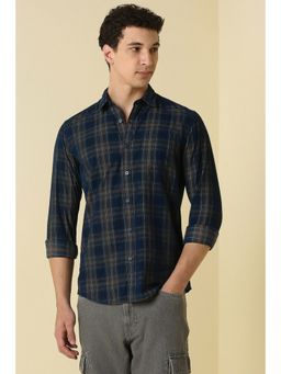 Allen Solly - Men Navy Blue Check Full Sleeves Casual Shirt