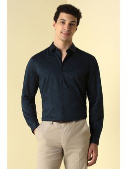 Allen Solly - Men Navy Blue Slim Fit Printed Full Sleeves Shirt