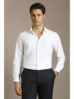 Louis Philippe - Men White Solid Full Sleeves Casual Shirt