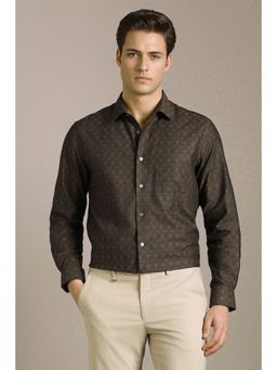 Louis Philippe - Men Brown Printed Full Sleeves Formal Shirt