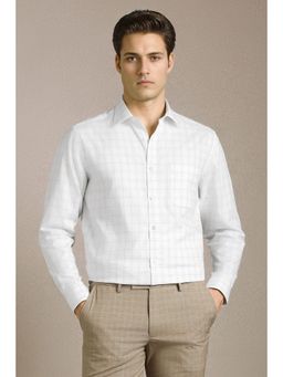 Louis Philippe - Men White Check Full Sleeves Formal Shirt