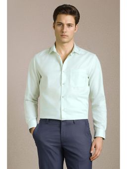 Louis Philippe - Men Green Solid Full Sleeves Formal Shirt