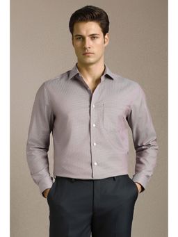 Louis Philippe - Men Purple Textured Full Sleeves Formal Shirt
