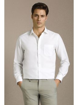 Louis Philippe - Men White Solid Full Sleeves Formal Shirt