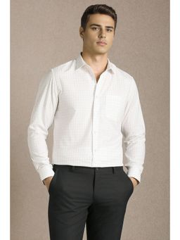Louis Philippe - Men White Check Full Sleeves Formal Shirt