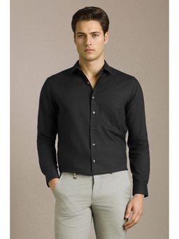Louis Philippe - Men Black Textured Full Sleeves Formal Shirt