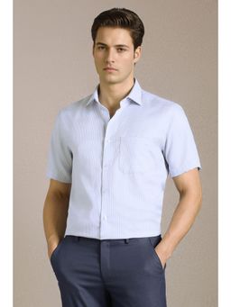 Louis Philippe - Men Light Blue Check Half Sleeves Formal Shirt