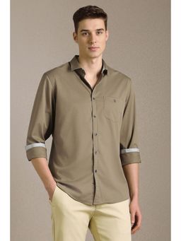 Louis Philippe - Men Brown Solid Full Sleeves Casual Shirt