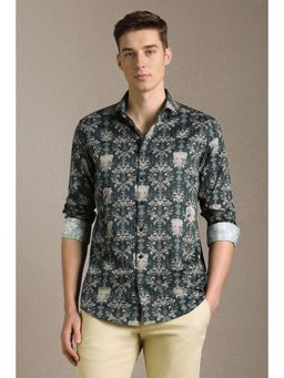Louis Philippe - Men Green Printed Full Sleeves Casual Shirt
