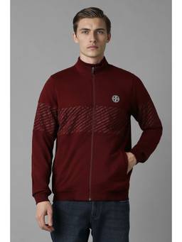 Louis Philippe - Men Casual Maroon Graphic Jacket