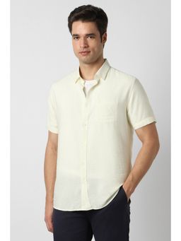 Peter England - Men Yellow Slim Fit Solid Half Sleeves Casual Shirt