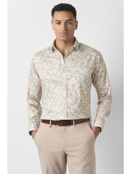 Van Heusen - Men Off White Printed Full Sleeves Shirt