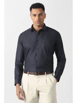 Van Heusen - Men Navy Blue Solid Full Sleeves Shirt