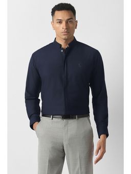 Van Heusen - Men Navy Blue Solid Full Sleeves Shirt