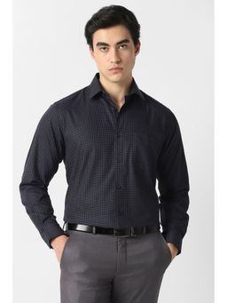 Van Heusen - Men Black Check Full Sleeves Formal Shirt