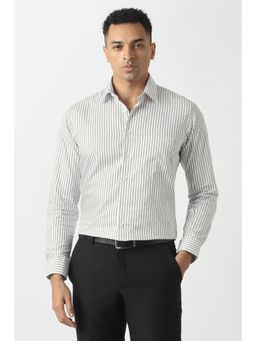Van Heusen - Men White Stripe Full Sleeves Formal Shirt