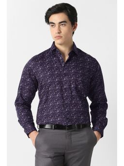 Van Heusen - Men Purple Floral Print Full Sleeves Shirt