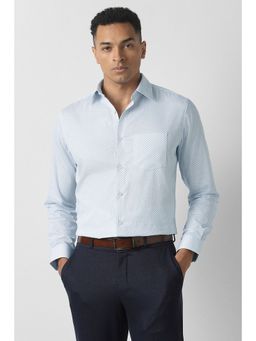 Van Heusen - Men Light Blue Printed Full Sleeves Shirt