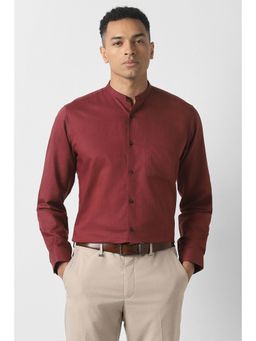 Van Heusen - Men Maroon Solid Full Sleeves Formal Shirt