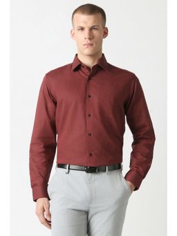 Van Heusen - Men Maroon Solid Full Sleeves Formal Shirt