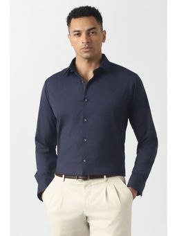 Van Heusen - Men Navy Solid Full Sleeves Formal Shirt