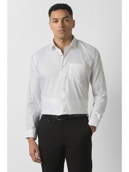 Van Heusen - Men White Solid Full Sleeves Formal Shirt