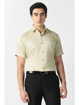 Van Heusen - Men Biege Floral Print Half Sleeves Shirt