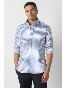 Van Heusen - Men Blue Stripe Full Sleeves Casual Shirt