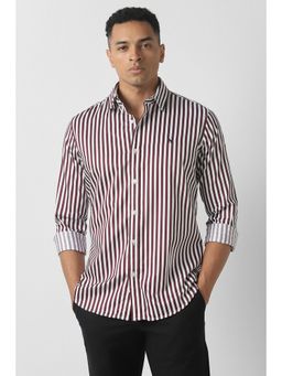 Van Heusen - Men Purple Stripe Full Sleeves Casual Shirt